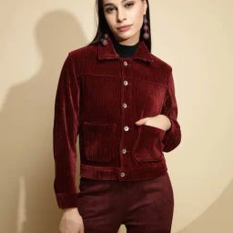 Global Republic Maroon Fleece Jacket-picture-23