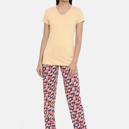 zebu Women Beige & Purple Solid Night suit-image-36