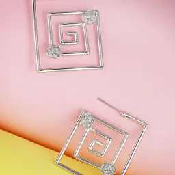 Priyaasi Silver-Plated Geometric Patterned Stud Earrings image 1