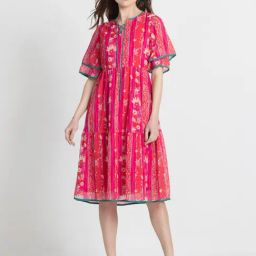 SHAYE Pink Floral Print Midi Dress-image-46
