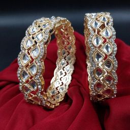 Anouk Set Of 2 Gold-Plated Kundan-Studded Wedding Bangles-51