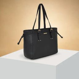 Forever Glam by Pantaloons Black Textured Medium Tote Handbag-image-18