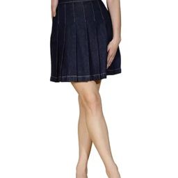 Global Republic Navy Cotton Above Knee Skirt-image-57