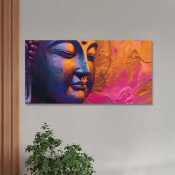 Nestroots Multicolor Canvas Buddha Head With Vibrant Background Wall Painting - Single Frame-39