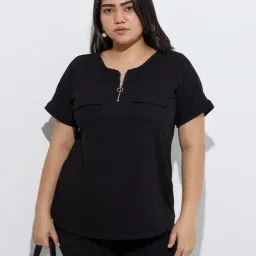 Gia by Westside Black Self-Striped Top-image-21