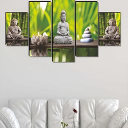 Aura Green & Grey 5 Pieces Wooden Religious Wall Paintings-image-93