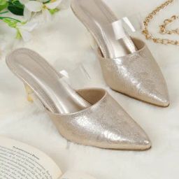 Flat N Heels Women's Gold Pump Shoes-36