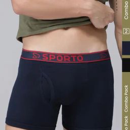 Sporto Black Cotton Regular fit Solid Trunk (Pack of 2)-image-23