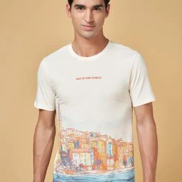 Urban Ranger By Pantaloons Off White Cotton Regular Fit Printed T-Shirt-image-97