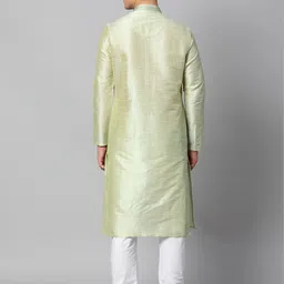 Manthan Men Green Dupion Silk Thread Work Kurta image 4