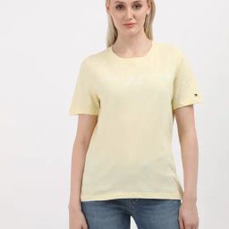 TOMMY HILFIGER Light Yellow Cotton Graphic Print T-Shirt-picture-16