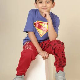 Kidsville Boys Regular Fit Superman Printed Joggers-image-19