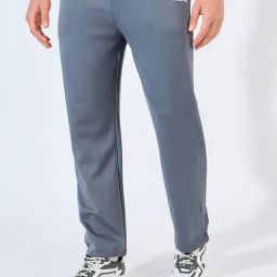 Styli Charcoal Relaxed Fit Solid Scuba Pants-image-25