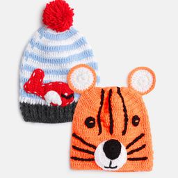 CHUTPUT Kids Set of 2 Blue & Orange Crochet Beanie-56
