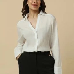 Allen Solly White Cotton Solid Long Sleeves Formal Shirt-image-84