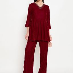 Imfashini Embellished Top With Trouser Co-Ords-image-42