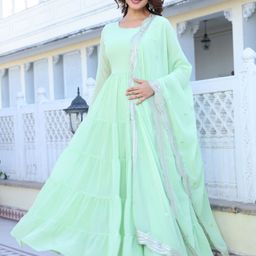 KALINI Women Tiered Kurta with Pyjamas & With Dupatta-22
