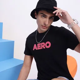 Aeropostale Brand Logo Printed Pure Cotton Regular Fit T-shirt-image-88