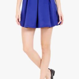 Globus Blue Above Knee Polyester Pleated Skirt-image-17