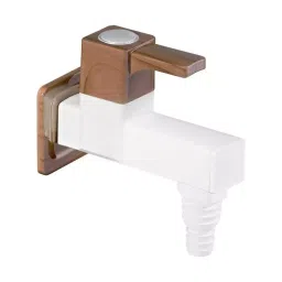 Sparsh Pearl Bib Cock with Flange Ludo Pine Series PTMT Brown, White Glossy Finish, LDP-1410-picture-23