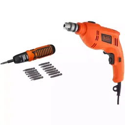 Black Decker KR554RE 550 W 13 mm Reversible Hammer Drill with TB555 10 mm Hammer Drill (Set of 2Pcs)-22