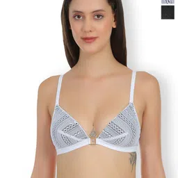 SELFCARE Abstract Half Coverage Lightly Padded Plunge Bra Pack of 2-5