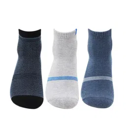 Bonjour Light Navy, Light Grey Socks (Pack Of 3)-46