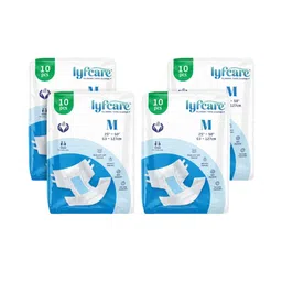 Lyfcare Set Of 4 Adult Classic Tape Diapers - M - 10 Pieces Each-image-60