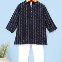 Babyhug Full Sleeves Kurta & Pajama Set Printed - Navy Blue-picture-28