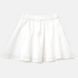 Aww Hunnie 100% Cotton Solid Flared Skirt - White-image-62