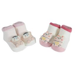 Kidofash Pack Of 2 Animal  Detailed  Cotton Socks - Red &  Pink-image-67