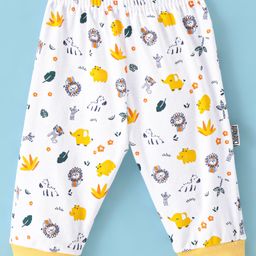 Child World Interlock Knit Full Length  Lounge Pant with Animal Print - Yellow & White-picture-27