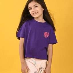 Anthrilo Half Sleeves Summer Time Text Printed Tee - Purple-image-5