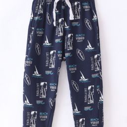 Doreme Single Jersey Knit Full Length Track Pant Beach Theme - Berry Navy-image-57