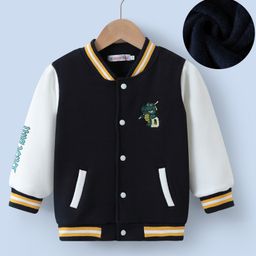 Kookie Kids Full Sleeves Bomber Jacket with Dino Patch Detailing - Navy Blue-image-54
