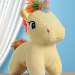 Furry Pals Super Soft Standing Unicorn Plush Toy Yellow - Height 25 cm-3