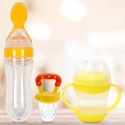 Kidbea Baby Fruit & Spoon Silicone Feeder with Blue Shipper Anti-Colic, Plastic-Free Pack of 3-image-62