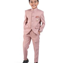 Earth Conscious Full Sleeves Solid Jodhpuri Blazer & Pant Set - Peach-image-37