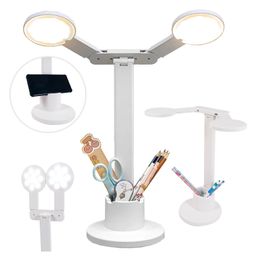 Sanjary Double Head LED Desk Lamp Table Lamp Rechargeable Eye Caring Touch Control with USB Charging Port color design may vary-4