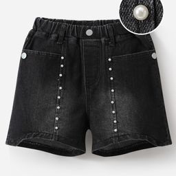 Mark & Mia Denim Washed Solid Colour Shorts - Black-image-45