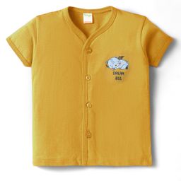 Tango Single Jersey Knit Front Open Half Sleeves Jhablas With Animal Print-Yellow-image-41
