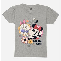Wear Your Mind Cotton Disney Mickey & Friends Featuring Half Sleeves Minnie Mouse & Daisy Duck Printed Tee - Grey-picture-15