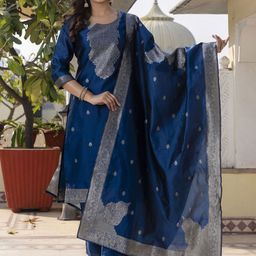 BAESD Ethnic Motifs Printed Straight Kurta With Trousers & Dupatta-picture-33