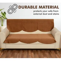 Bajo's Brown Solid Velvet 2 Piece Sofa Cover-image-34