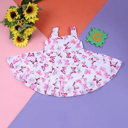 V-Mart Girls Cotton Printed Shoulder Straps Fit & Flare Dress-picture-35