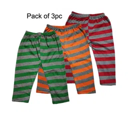 VastraMilap Kids Unisex Pack of 3 Striped Cotton Pyjamas-image-43