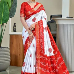 LeeliPeeri Designer Bandhani Printed Pure Cotton Ready to Wear Saree-image-93