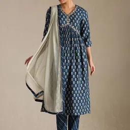 Soch Women Leheriya Printed Zardozi Kurta with Trousers & With Dupatta-picture-53