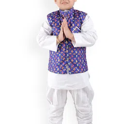 BAESD Boys Mandarin Collar Straight Kurta With Pyjamas & Jacket-image-38