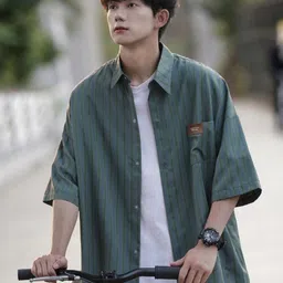 HERE&NOW Men Original Striped Oversized Casual Shirt-image-56